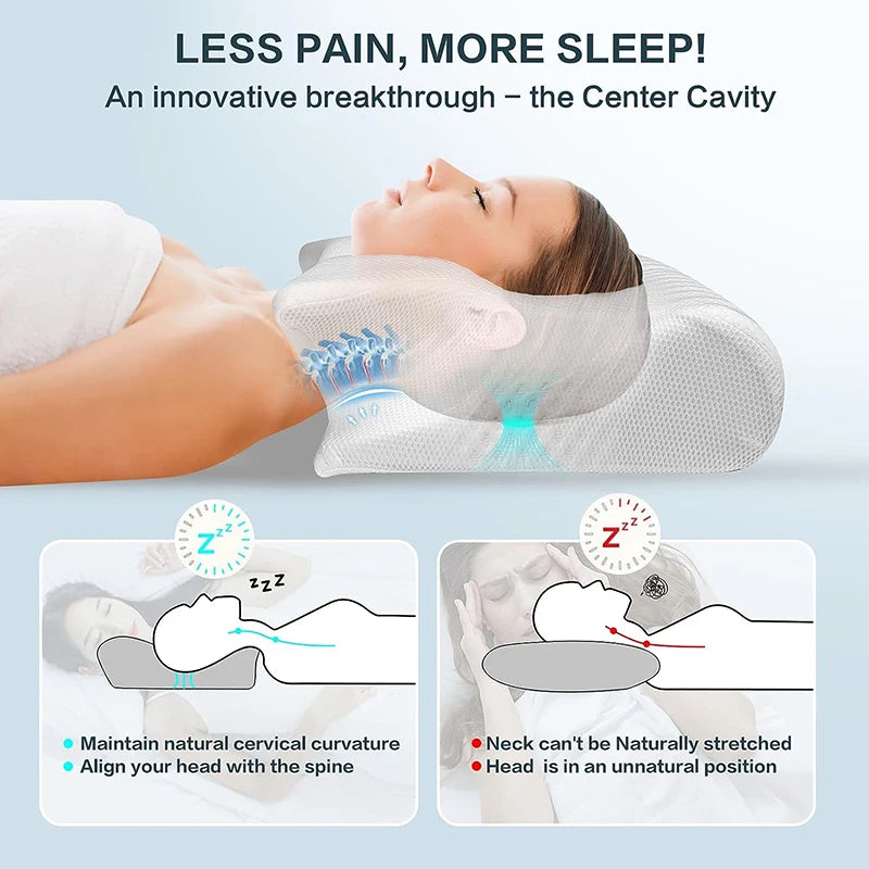 2-in-1 Ergonomic Memory Foam Cervical Pillow - Orthopedic Neck Support