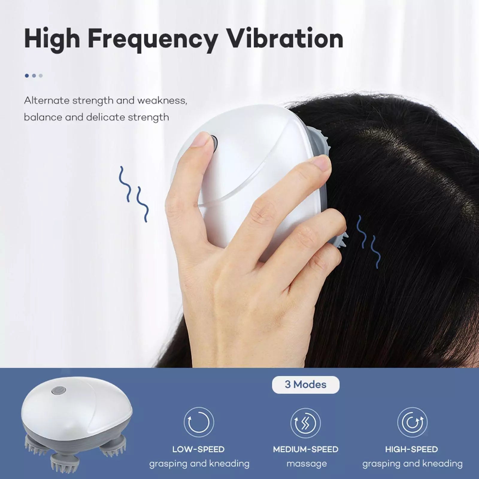 Electric Scalp Massager for Hair Growth and Stress Relief – 4 Massage Heads for Head, Shoulder, Neck, and Body