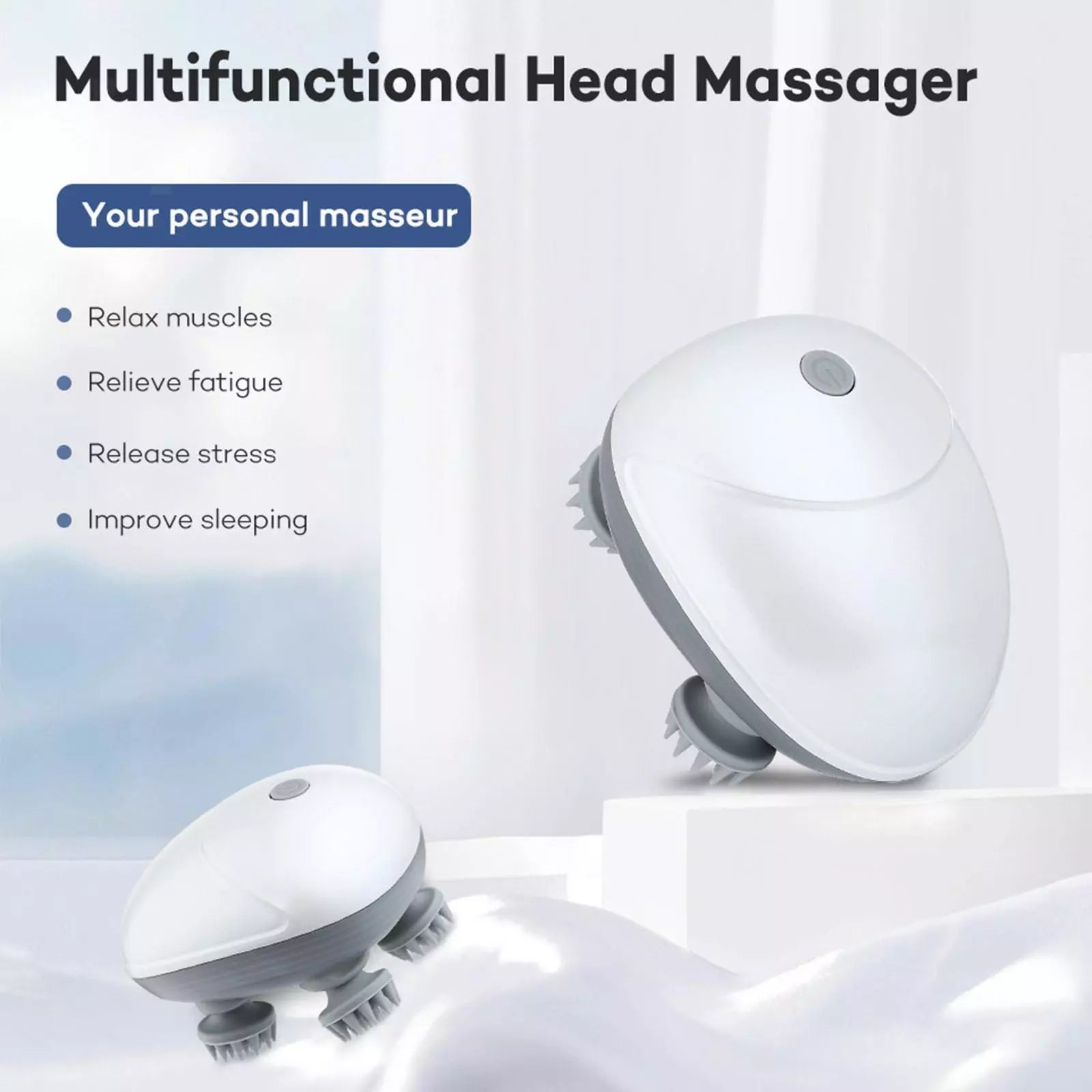 Electric Scalp Massager for Hair Growth and Stress Relief – 4 Massage Heads for Head, Shoulder, Neck, and Body